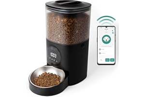 THAT IS JUST GENIUS Genius Automatic Cat & Dog Dry Food Dispenser: WiFi Enabled Timed Pet Feeder with App Control & Additional Programmable Manual Mode, 10s Voice Recorder, 1-10 Meals Per Day, 4.5L Storage (Black)