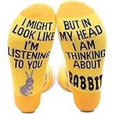 ZYQFN Cute Rabbit Print Socks, Bunny Gifts, Bunny Accessories Decor Stuff for Animal Bunny Lovers, Funny Novelty Crazy Crew Bunny Socks, Ideal Christmas Birthday Gifts for Men Women. (093)