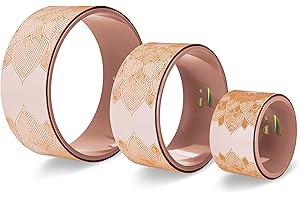 AJNA Yoga Wheel Set for Back Pain and Stretching - 3-Pack Yoga Prop Wheel - Strong and Comfortable for Backbends Pain Relief Massage Relaxation Balance - Deep Tissue Stretching (13, 10, 6 inch)