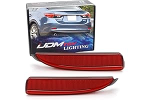 iJDMTOY Red Lens Rear Bumper Reflector Lenses or Rear Side Markers Compatible With Mazda 3 5 6 OE-Spec LH RH Assembly
