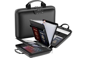 TAMFILE Fireproof File Organizer with Lock, Hard-Shell Case Fireproof Document Box with 13 Pockets Accordion File Folder, Important Document Organizer for Letter A4 Files Laptop Passports (Black)