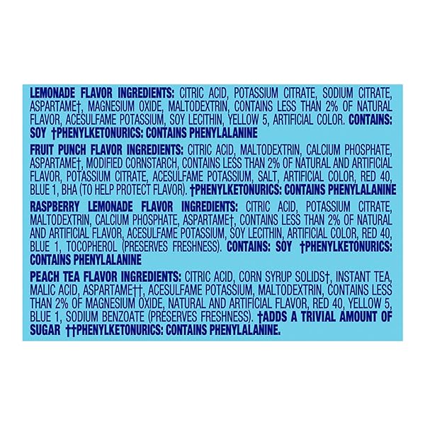 CRYSTAL LIGHT REFRESHING DRINK MIX VARIETY PACK, 44 PACKETS, FOR CONVENIENT HYDRATION, LEMONADE, RASPBERRY LEMONADE, PEACH ICED TEA, FRUIT PUNCH, NATURAL AND ARTIFICIAL FLAVOR, ZERO SUGAR, 4.18 OZ