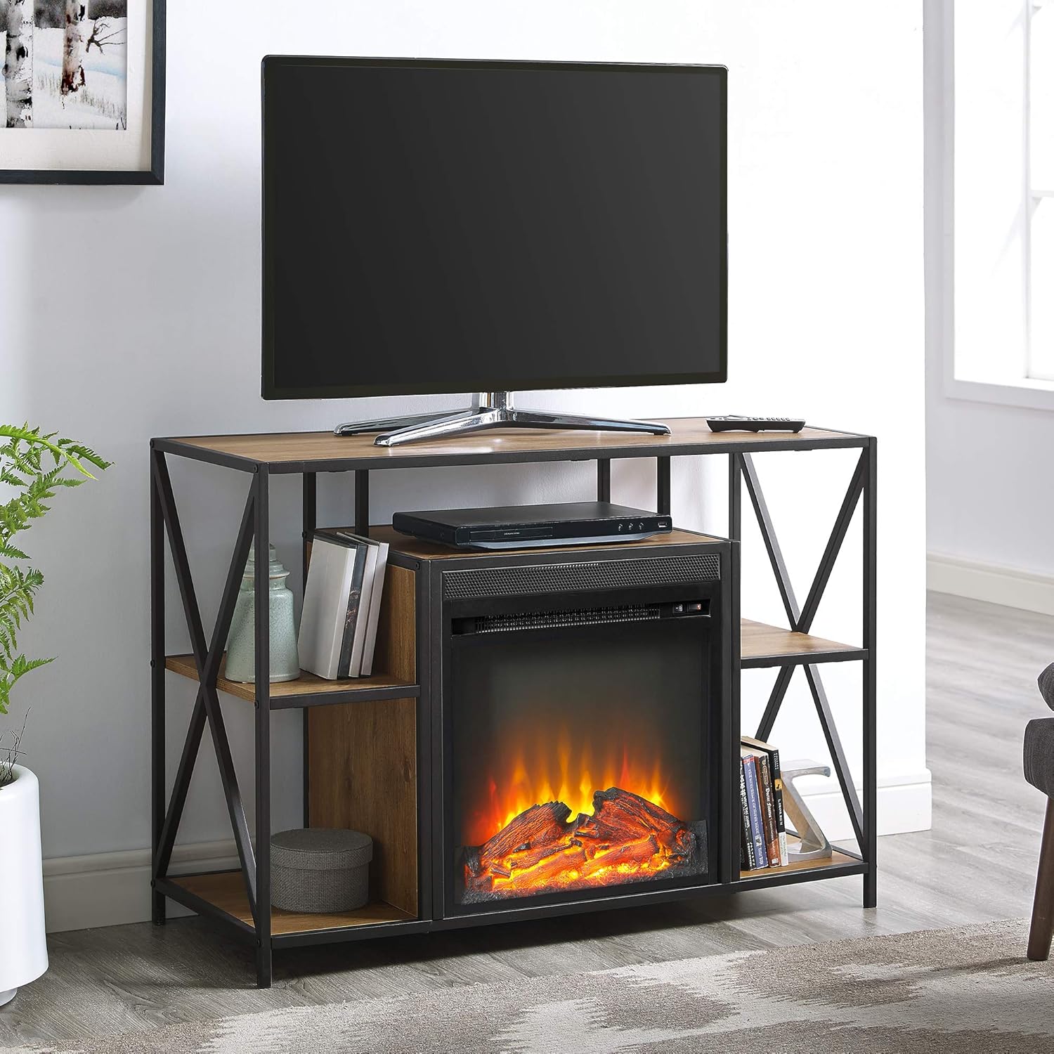 Best Barn Wood Fireplace Tv Stand