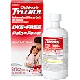 Children’s Tylenol Dye-Free Acetaminophen Oral Suspension, Cherry, 8 fl. oz | Liquid Pain Relief, Fever Reducer for Kids, Alc