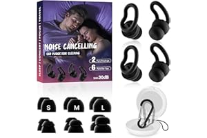 WLSCTY Noise Cancelling Ear Plugs for Sleeping - 2 Pairs Reusable Soft Silicone Noise Block Earplugs for Sound Proof, 30db Noise Reduction Earplug for Sleep, Snoring Blocking, Concert.
