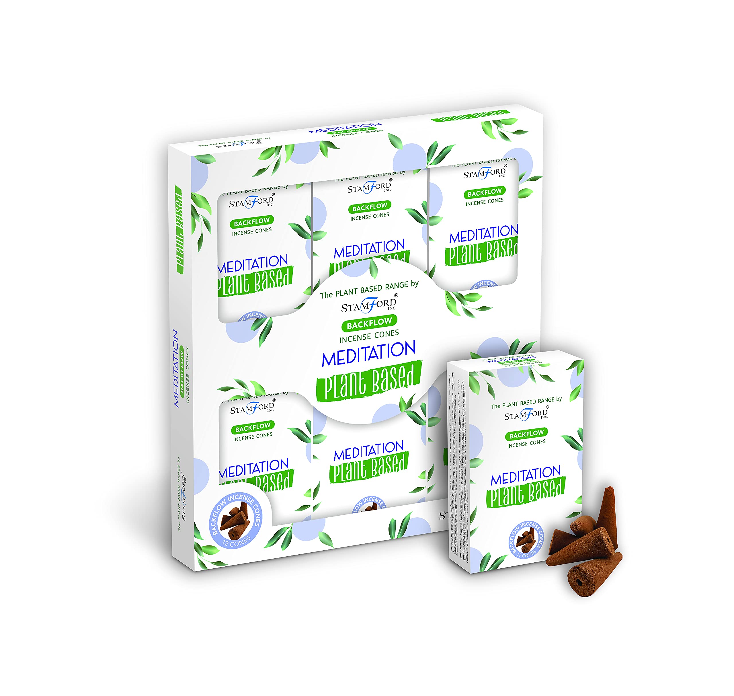 Backflow Incense Cones | Meditation Plant Based | H23.2cm x W21.2cm x D3cm | pack of 1