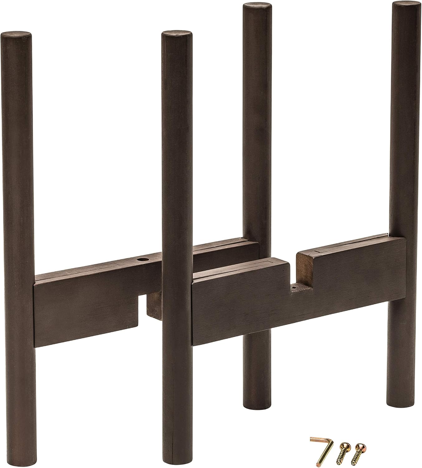ZPirates Plant Stand for Indoor Plants - Planter Tray Included - Adjustable Size Fits 8 9 10 11 12 Inches Plant Pots - Mid Century Modern Plant Decor - Brown-Bronze Bamboo Wood : Garden & Outdoor