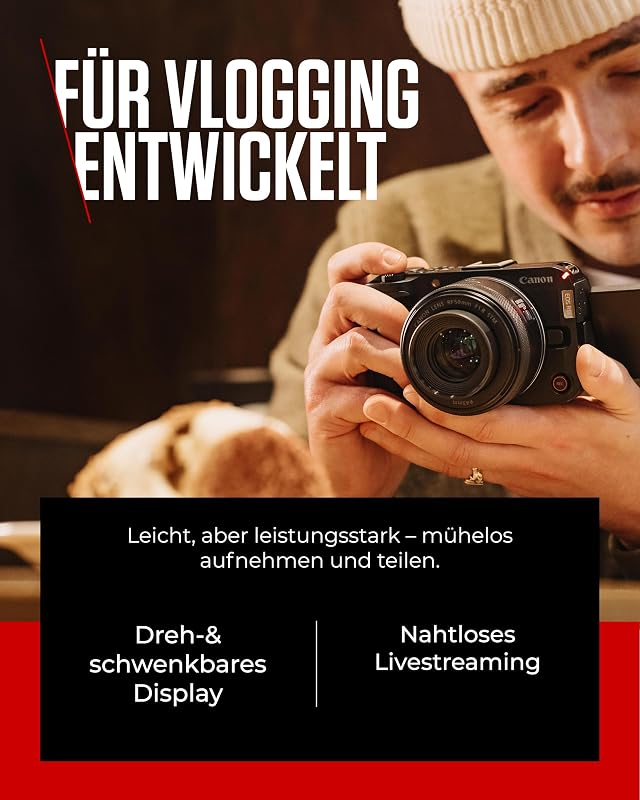 EOS R50 V– Vlog-Kamera (Gehäuse) kompatibel RF-Objektiven | Content Creator Equipment für Vlogging & Reisen | Bluetooth-fähig
