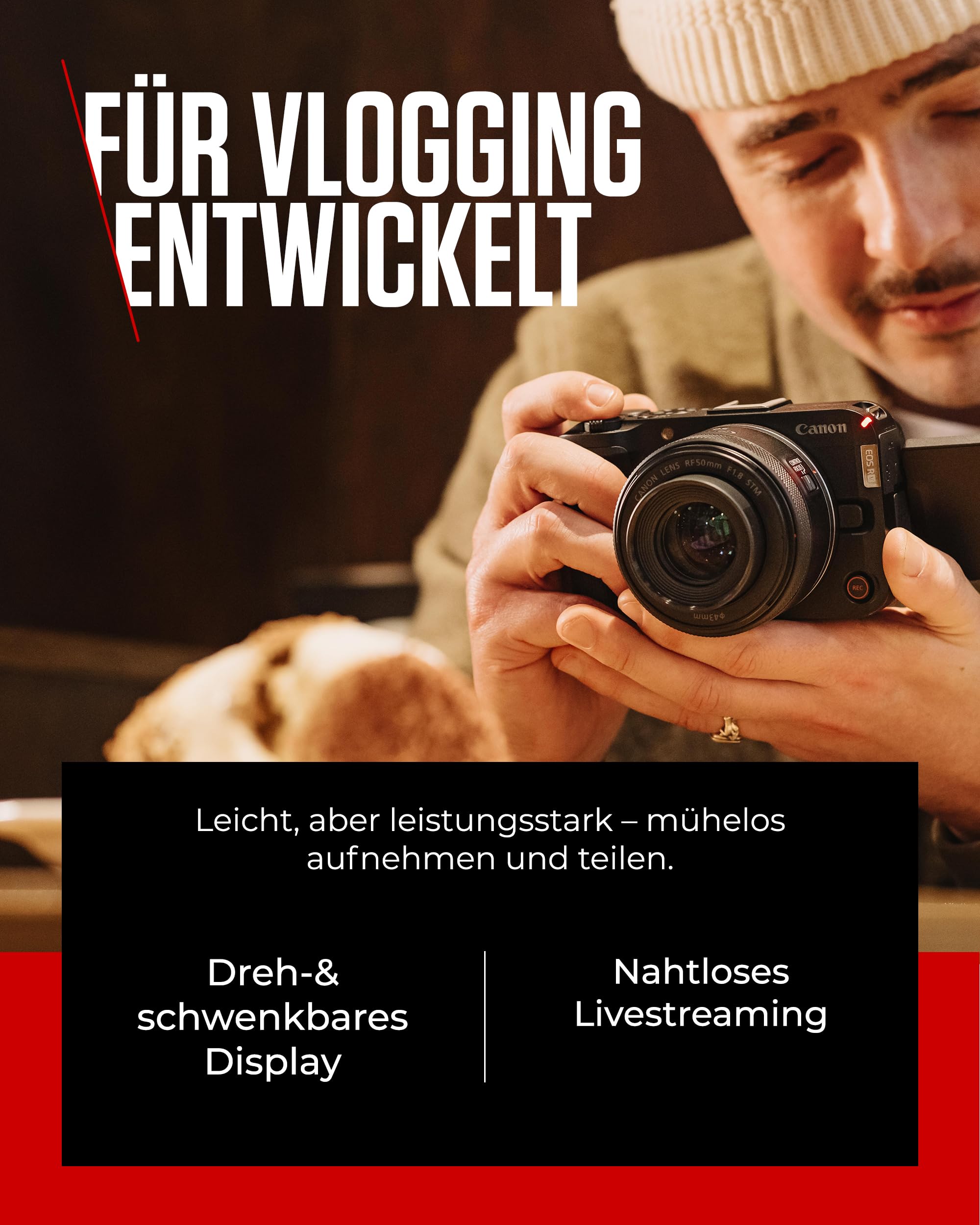 Canon EOS R50 V– Vlog-Kamera (Gehäuse) kompatibel RF-Objektiven | Content Creator Equipment für Vlogging & Reisen | Bluetooth-fähig 6