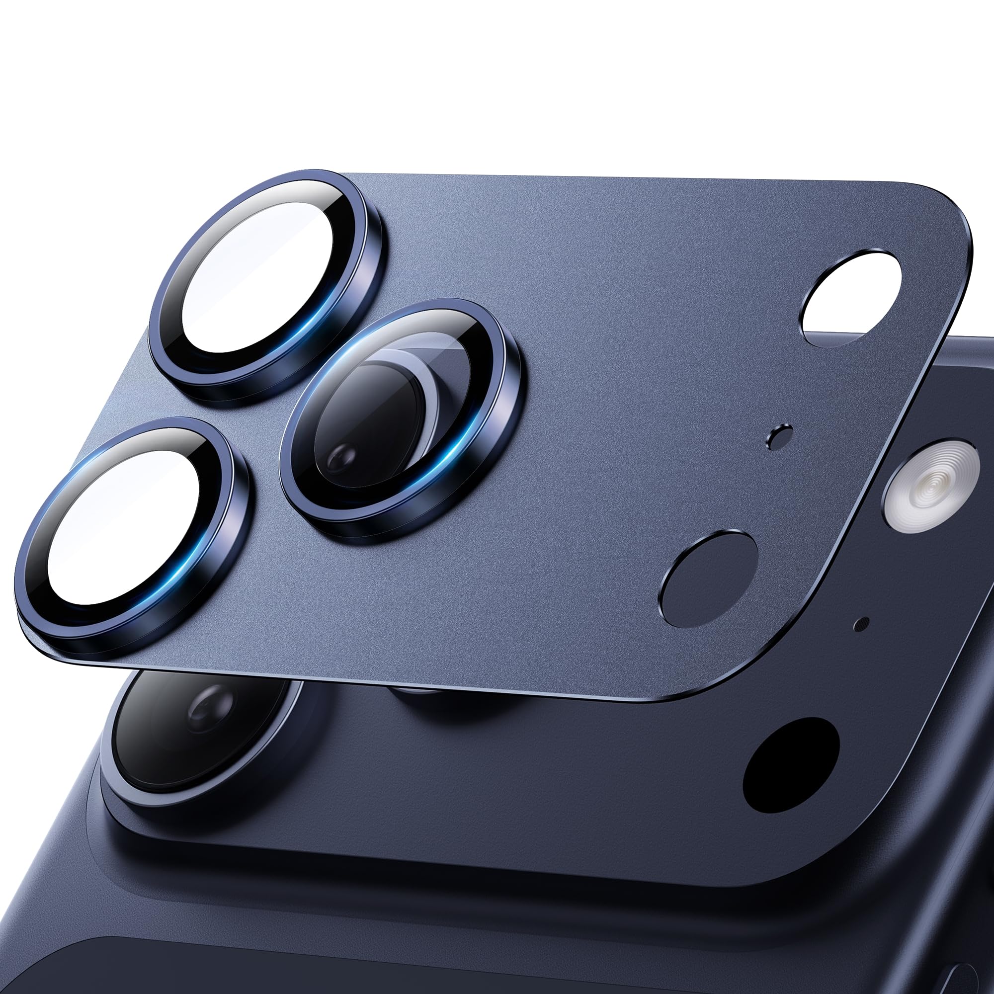 Photo 1 of Hoerrye for iPhone 17 Pro Camera Lens Protector - [12FT Shatterproof Military Grade] [Strong Adsorption] Top 9H+ Tempered Glass Camera Screen Full Protective Cover Case Friendly,Deep Blue