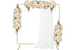 MERCIJZYASANG Metal Wedding Arch Backdrop Stand for Parties 6.6FT Gold Balloon Arch Square Frame Kit Pipe and Drape Stand Floral for Ceremony, Wedding, Baby Shower, Birthday Party, Flower Wall Decoration