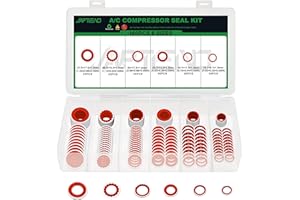 Japtend 160PCS Air Conditioning System Compressor Seal Washers Assortment Kit, 6 Sizes Automotive A/C Compressor Port Bonded Seal Gasket Kit (Red)