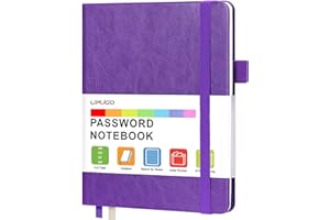 Password Book with Alphabetical Tabs, UpUGo Internet Address and Password Keeper Notebook for Computer & Website Logins, Medium Compact Size, Purple