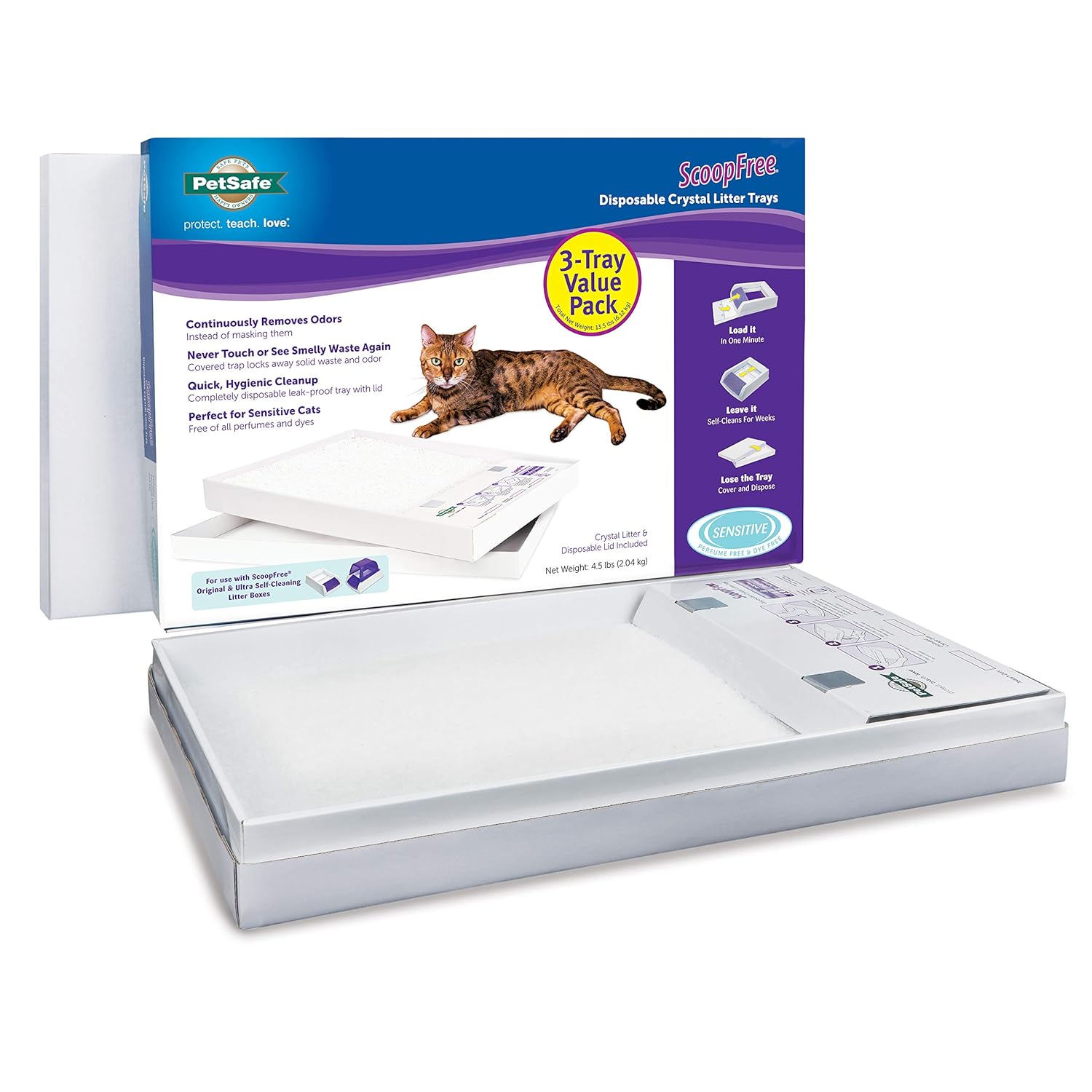 PetSafe ScoopFree Self-Cleaning Cat Litter Box Tray Refills - Non-Clumping Crystal Cat Litter - 3-Pack
