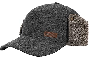 KANUT SPORTS York Camper Cap with Earflaps Warm Wool Blend Trapper Hat, Winter Baseball Cap for Men, Hunting, Hiking, Golf, Camping