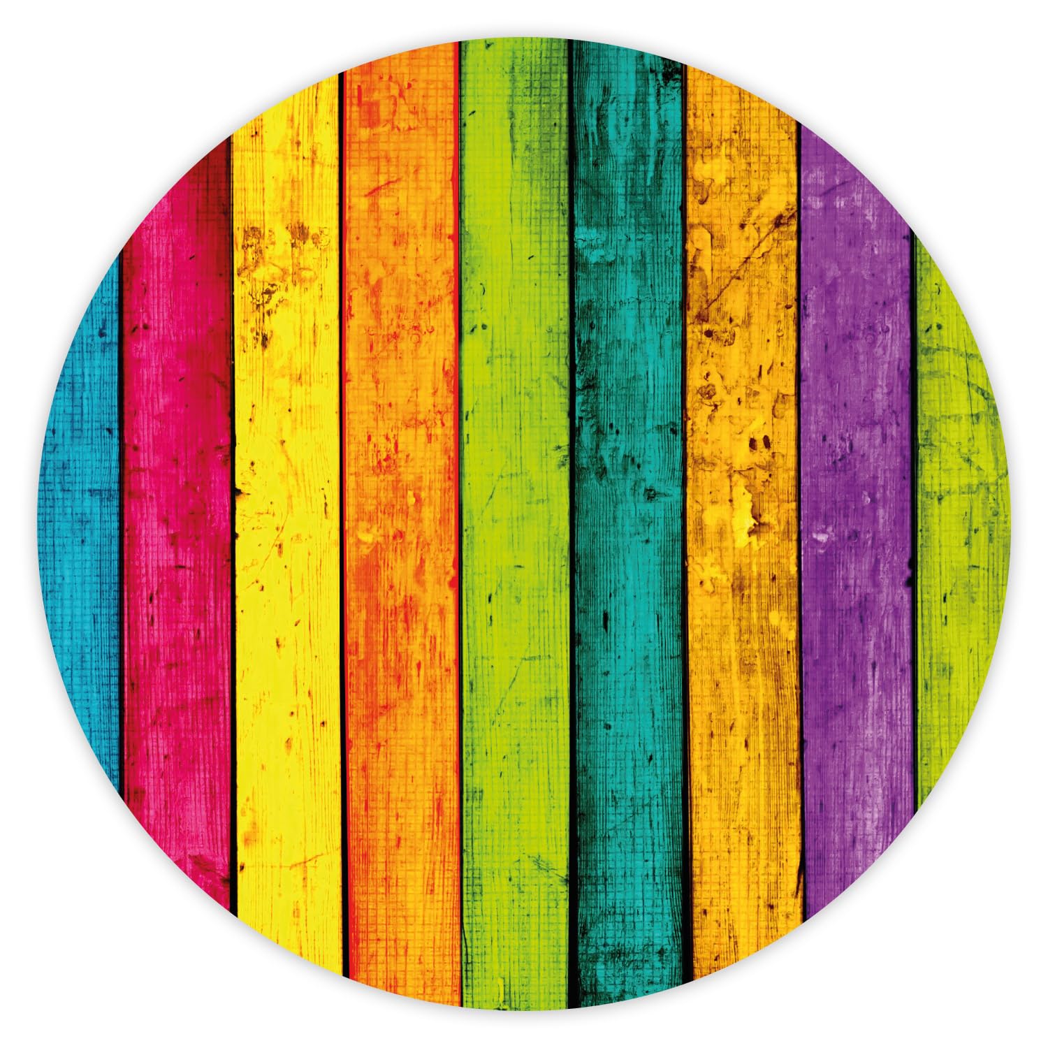 Mouse Pad with Wood Effect Turquoise I dv_336 I Diameter 22 cm Round I Computer Accessories Mouse Pad in Shabby Chic Used Look Non-Slip Standard Size Colourful