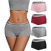 Avidlove Women's Underwear Cotton Boyshort Panties Full Coverage Boxer Shorts Briefs Cheeky Panty Pack of 4