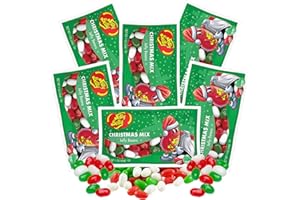 Needzo Christmas Mix 2025 Individual Packets of Jelly Beans, Very Cherry, Green Apple, and Coconut Flavored Candies, Stocking Stuffers, Pack of 6
