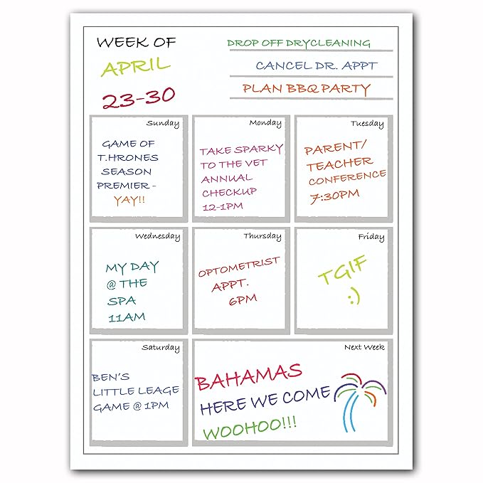 Precision Works - Menú magnético que se borra para nevera con ...