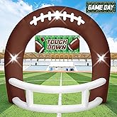 8FT Brown and White Football Helmet Inflatable Arch with Game Day Banner, Giant Outdoor Blow Up Football Helmet with Built-in 3 LED Lights for Football Themed Birthday Party Lawn Yard Decoration