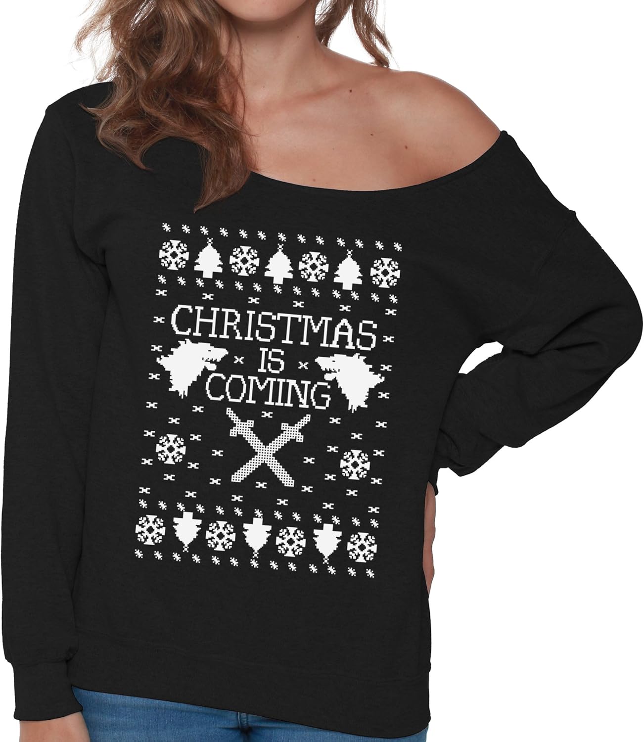 Pekatees Christmas is Coming Sweatshirt Off Shoulder Christmas is Coming Sweater Ugly Christmas 