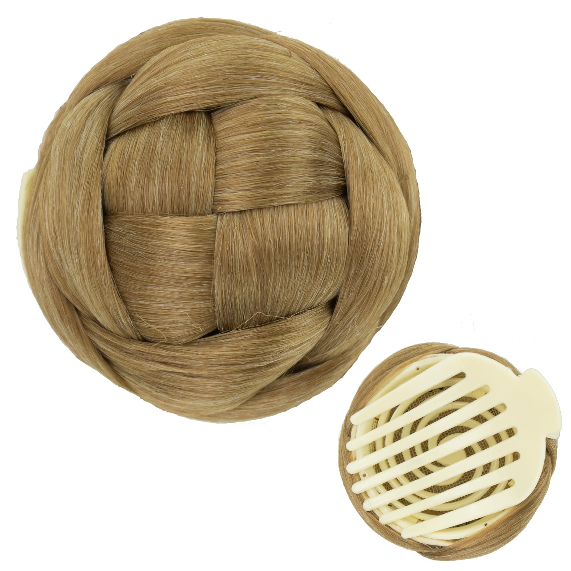 IMISSU Braided Chignon Dancer Hair Donut Hairpieces Scrunchie Claw Hair Bun Updo for Wedding Party (M3 Mix Copper)