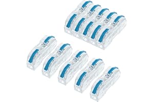 Teansic 50 Pcs Lever Wire Connector 1 in 1 Out Transparent Universal Compact Wire Splicing Conductor Quick Wire Connectors for 28-12 AWG Gauge Soft and Hard Wire (Blue)