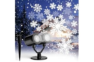 LURIOUS Christmas Projector Lights Outdoor Double Head Snowflake Projector Lights Waterproof LED Snowfall Projector Lights for Holiday