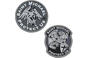 Great 1 Saint Michael Protect Us Military Tactical Patch Set (2-Pack) - Size Round 3” - Hook & Loop Fastener/Backing - Accessory for Clothing, Jackets, Hats, Backpacks