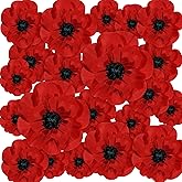 WILLBOND 30 Pcs Artificial Red Poppy Flowers Veterans Day Large Poppies Fake Flowers for Halloween Memorial Day Wicked Birthday Carnival Back to School Party Backdrop