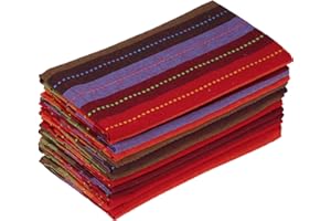 Gratico Dinner Napkins Stripes Cloth Napkins Set of 12 Red Multi Color Dinner Napkins 100% Cotton 18x18 Inches Dinner Napkins Cloth Napkins with Mitered Corners Dinner Napkins