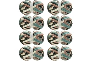 MABOZOO Tie Dye Chunky Yarn for Crocheting 8 Pack,Fluffy Jumbo Chenille Yarn,Soft Plush Yarn Bulky,Giant Thick Fuzzy Yarn for Hand Knitting or Arm Knitting,Green Multi (29 yds,8 oz Each Skein)