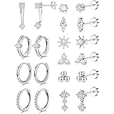 LYLYMIMI Flat Back Stud Cartilage Earrings for Women Conch Helix Tragus Piercing Jewelry Surgical Stainless Steel Hypoallergenic for Sensitive Ears