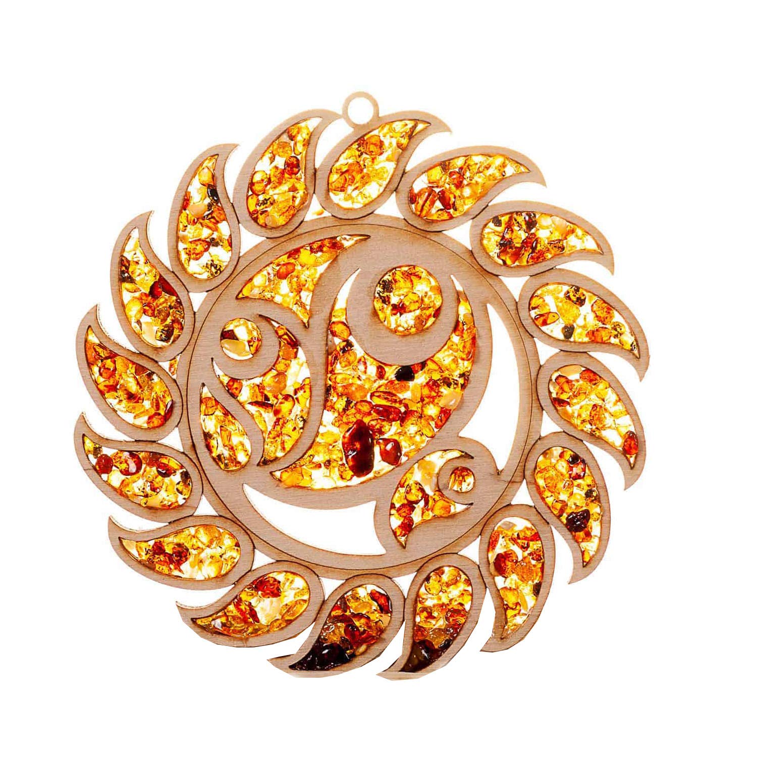 Raduly Suncatcher Amber in Birch Wood Sun Window Decoration, Ø 10 — image 1