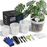 5/6/7/10 Inch Clear Nursery Pots with Drainage Holes, 16-Pack Plastic Pots | Flexible PP walls, Root/soil checks, Inner pot use, Seedlings, cuttings, herbs, flowers, vegetables, succulents, houseplants