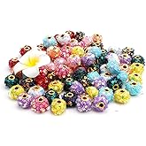 JMCRATE Beads for Pen 80PCS Mixed Color Shiny Focal Beads Poms Spacer Bulk for DIY Jewelry Key Chain Handicrafts Pens Craft Accessories(Sequin)