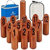 SpeedArmis Wooden Block Toss Game, 12 Pins Indoor, Outdoor Lawn Yard Game | Includes scoreboard, nylon bag. Premium rubber wood with rounded edges. Hot stamped numbers. Great for BBQs, camping trips