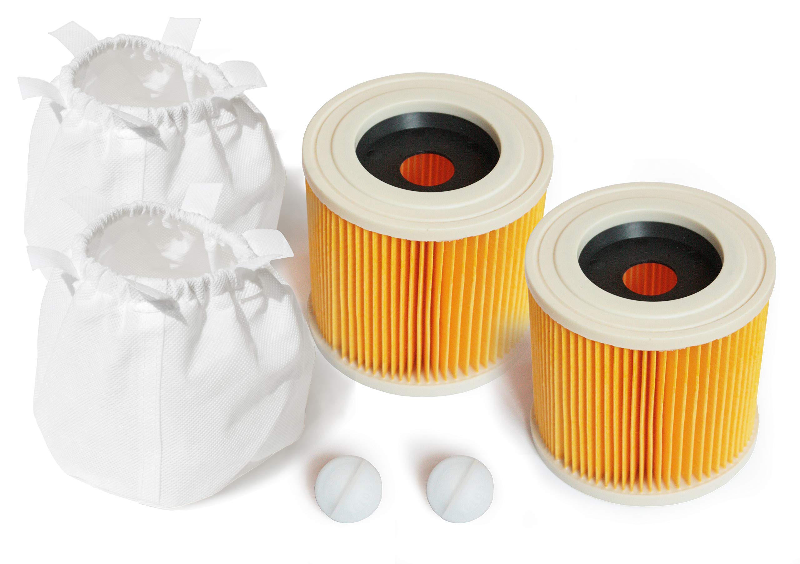MI:KA:FI 2x Cartridge Filter and 2x Filter Cover | for Karcher Wet & Dry Vacuum + Multi-Purpose Cleaner | WD2 + WD3 + WD2.200 + WD3.200 + WD3.300 M + WD3.500 P + SE 4001 + SE 4002 | as 6.414-552.0