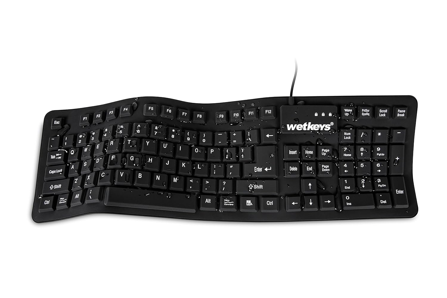 WetKeys Waterproof Soft-Touch Comfort Professional-Grade Keyboard (USB) (Black) | KBWKFC106-BK