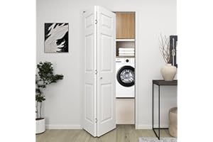 BarnSmith 36 in.x 80 in. Bifold Barn Door, 6 Panel White Primed Bifold Closet Door, Hollow Core Interior Barn Doors with Hardware Kit