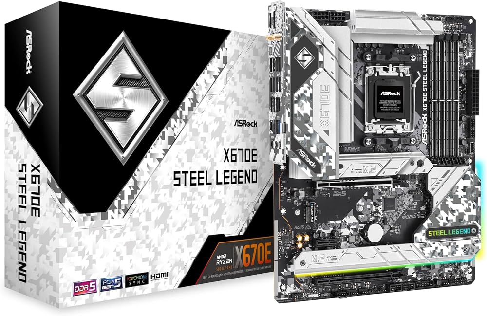 ASRock X670E Steel Legend Motherboard AMD AM5 ATX DDR5 Wi-Fi 6E PCIe5 M.2