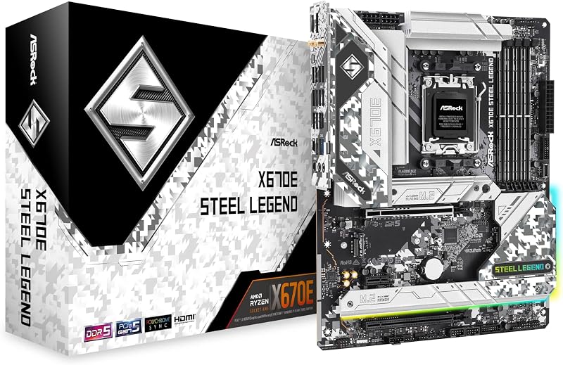 ASRock X670E Steel Legend Motherboard AMD AM5 ATX DDR5 Wi-Fi 6E PCIe5 M.2