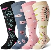 cerpite Plus Size Compression Socks, 20-30mmHg, Wide Calf for Women and Men | 4 Pairs, breathable 20-30mmHg compression supports wide calves during nursing, travel, running, and long hours of standing