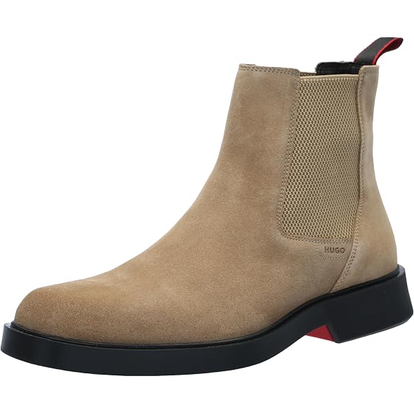 Amazon.com | HUGO Suede Side Zip Chelsea Boot, stone taupe, 7