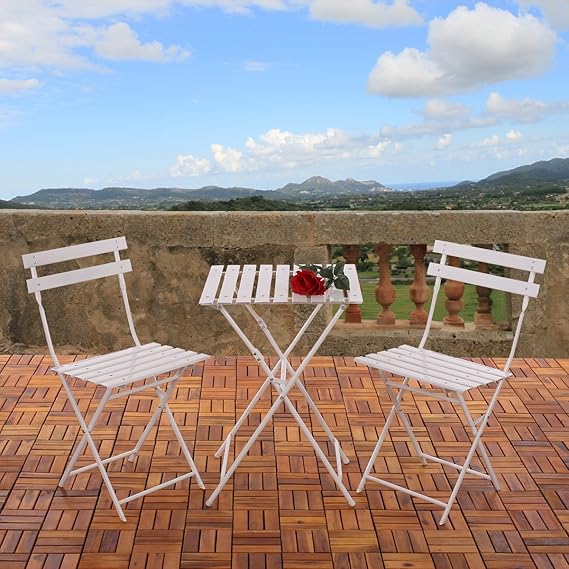 Amazon.de: Bistro-/Garten-/Biergarten-Garnitur aus Metall ~ weiß, Tisch