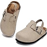 Torotto Kids Suede Clogs Toddler Boys Girls Cork Footbed Clogs with Arch Support & Adjustable Straps for Indoor & Outdoor