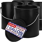All-Plastic Paint Can (4 Pack) - Gallon Bucket with Metal Handle - Small Bucket with Airtight Seal - Rust Proof Plastic Paint Container with Lid - Reusable Paint Storage Container - Stock Your Home