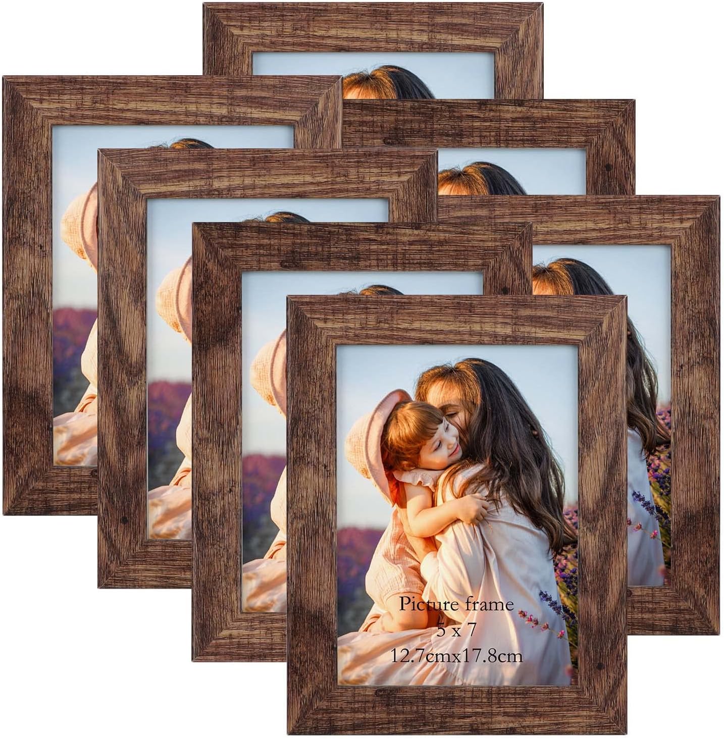 Photo Albums, Frames & Accessories - PETAFLOP 5x7 Picture Frame Set of 7, Rustic Frames Display 5 by 7 Inch Photo for Wall or Tabletop