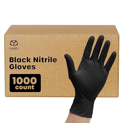 Black Gloves Comfy Package, Black Nitrile Disposable Gloves Mil