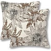 ZYNTIRAX Brown Grey Floral Throw Pillow Covers Retro Sunflower Flowers Pillow Cover 18x18 Inch Set of 2 Modern Art Floral Pattern Pillowcase Square Cushion Cases for Home Couch Sofa Bed